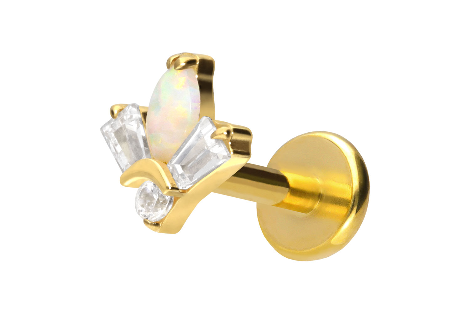 Titan Labret Piercing mit Push Fit LOTUSBLÜTE